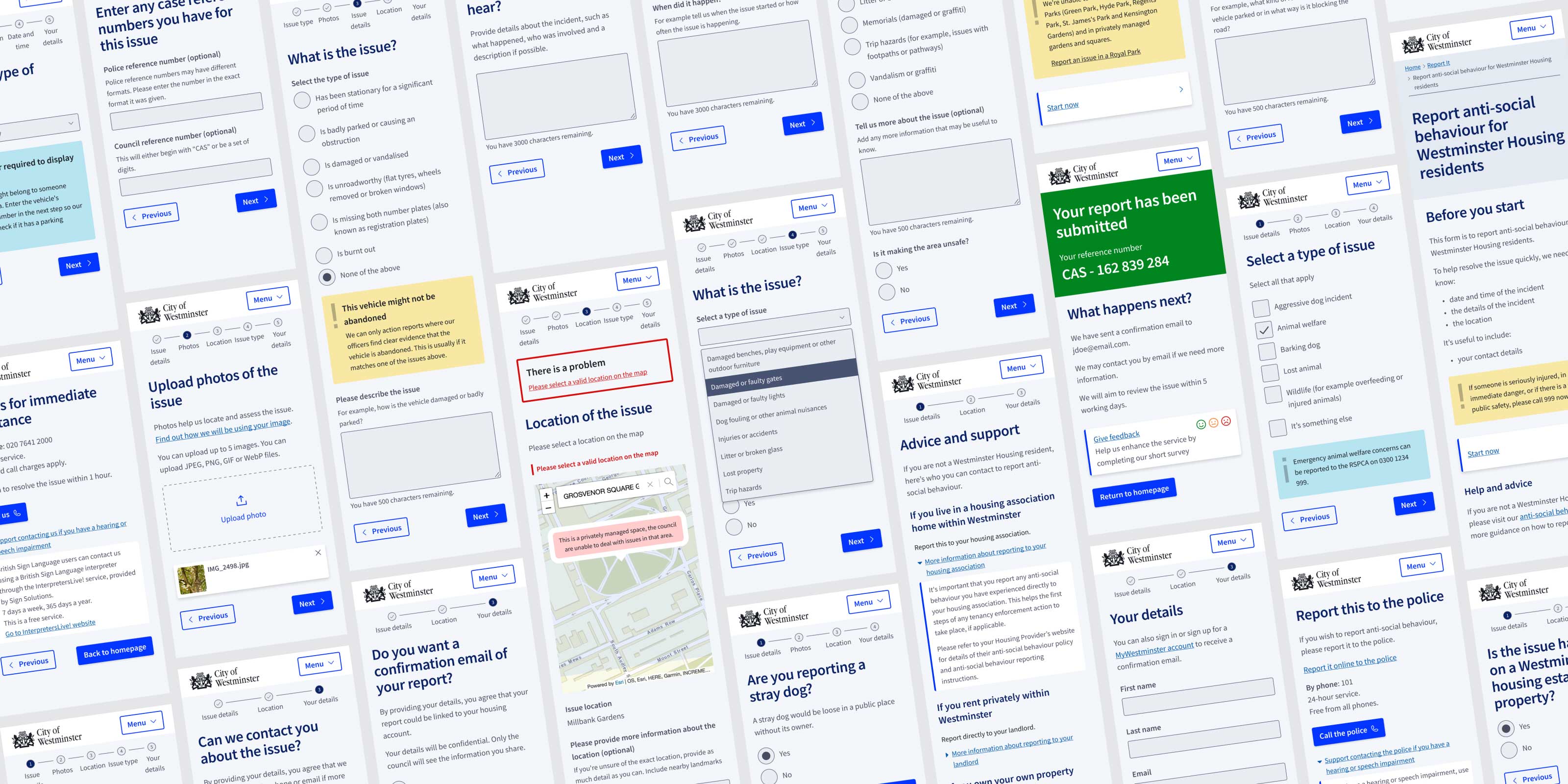 Westminster City Coucil's design system screens